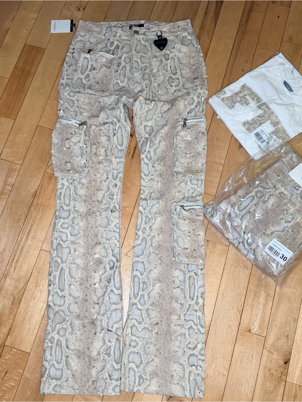 LIFTED ANCHORS HMANSON' DENIM SNAKESKIN PANT- BROWN Men’s 30